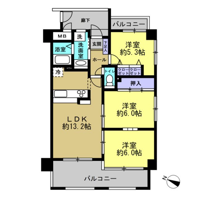 3LDK南西角部屋です!